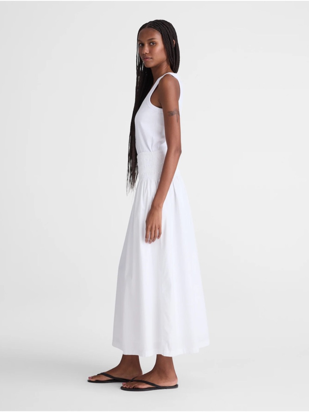 Madewell Smocked-Waist Poplin Midi Skirt - Picture 3 of 8